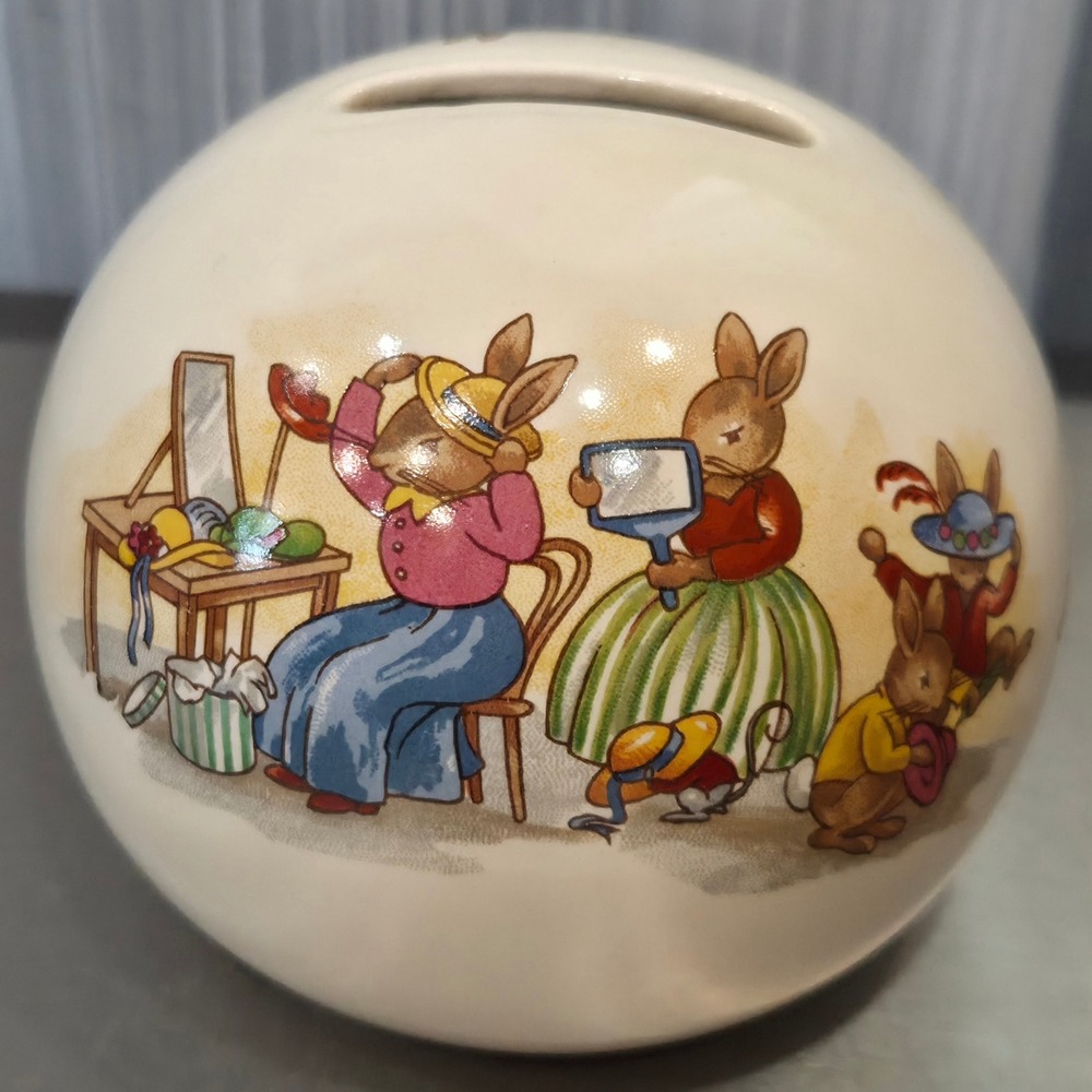 Royal Doulton Bunnykins Ceramic Ball Money Box Piggy Bank Vintage England